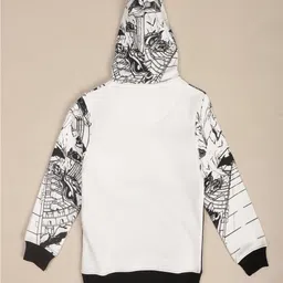 Kidsville DC Comics Featuring Full Sleeves Batman Printed Hoodie - Black & White image 5