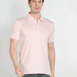 Arrow Pink Cotton Regular Fit Printed Polo T-Shirt-image-27
