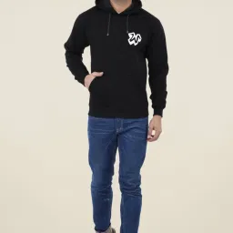 Weardo Black Solid Hooded Sweatshirt image 1