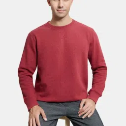 Jockey US92 Red Super Combed Cotton Rich Fleece Sweatshirt with Stay Warm Treatment image 4