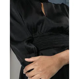 STYLECAST X KASSUALLY Keyhole Neck Satin Fit & Flare Dress image 4