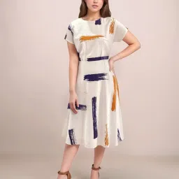 Zink London White Fitted Printed Dress image 4