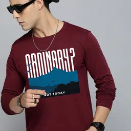 r.code by the roadster life co. R.Code by The Roadster Lifestyle Co. Men Graphic Printed Round Neck Cotton T-shirt image 5