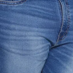 John Pride Blue Regular Fit Lightly Washed Plus Size Jeans image 4