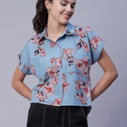 Moomaya Multicolor Cotton Floral Print Shirt-picture-37