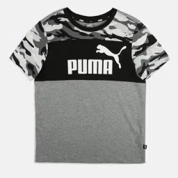 Puma Kids Black Cotton Camouflage T-Shirt-image-91