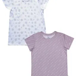 Kiddopanti Kids White & Pink Printed T-Shirt (Pack Of 2)-image-87