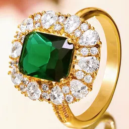 Rubans 18K Gold-Plated Cubic Zirconia Studded Adjustable Finger Ring-picture-28