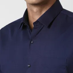 Peter England Navy Slim Fit Shirt image 4