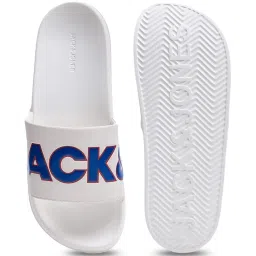 Jack & Jones Men's SMU Bright White Contrast Logo PU Pool Slides image 4