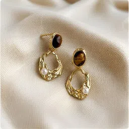 Anouk Gold Plated Artificial Stones Studded & Beaded Quirky Korean Drop Earrings image 2
