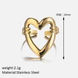 Just Lil Things Stainless Steel Open Heart Shaped Finger Ring image 2