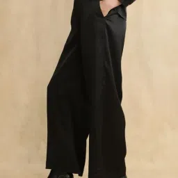 RAREISM Black Cotton Blend Solid Trousers image 4