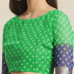 Saree mall Green & Blue Printed Bandhani Saree image 5