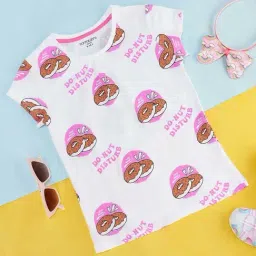 Pantaloons Junior White & Pink Cotton Printed T-Shirt-image-86