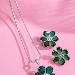 Anouk Green Rhodium-Plated Jewellery Set-image-35