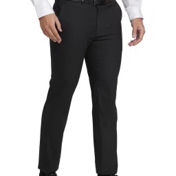 Park Avenue Black Super Slim Fit Texture Trousers image 4