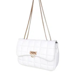 Carlton London White Quilted Medium Sling Handbag image 4