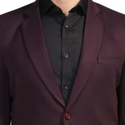 TAHVO Maroon Regular Fit Notch Lapel Blazer image 4
