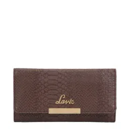 Lavie Trifiano Brown Textured Tri-Fold Wallet for Women-image-1