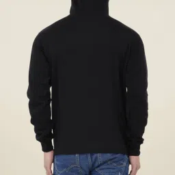 Weardo Black Solid Hooded Sweatshirt image 2