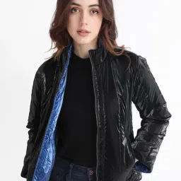 RAREISM Navy Polyester Solid Long Sleeves Jacket image 4