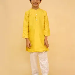 The Mom Store Boys Yellow Cotton Kurta Set-picture-36