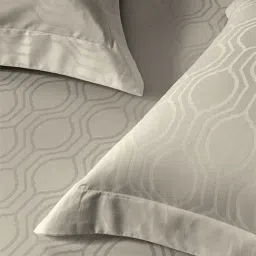 Sansaar Theo Grey Cotton Geometric 210 TC Flat King Bedsheet with 2 Pillow Covers image 2