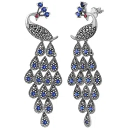 Rihi by P.C. Chandra Jewellers 92.5 Sterling Silver Peacock Dangler Earrings for Women & Girls image 3