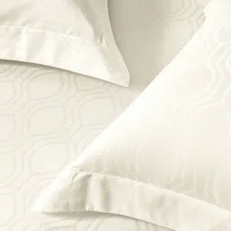 Sansaar Echo Beige Cotton Geometric 210 TC Flat King Bedsheet with 2 Pillow Covers image 2