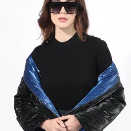 RAREISM Navy Polyester Solid Long Sleeves Jacket image 5