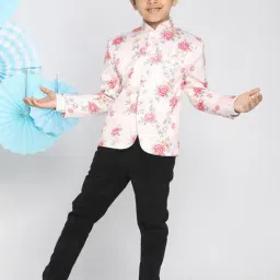 VASTRAMAY Kids White & Pink Floral Print Jacket image 5