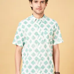 Indus Route by Pantaloons Malachite Green Cotton Regular Fit Printed Shirt-picture-19