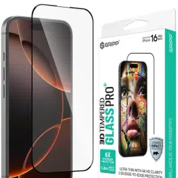 GRIPP 3D Tempered Glass Screen Protector for iPhone 16 Pro Max (6.9") - Black-picture-21