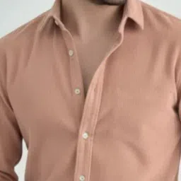 Rigo Rose Gold Corduroy Loose Fit Solid Shirt image 5