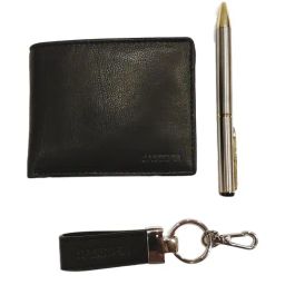 SASSORA Black Solid Bi-Fold Wallet, Keychain & Pen Combo Set-picture-28