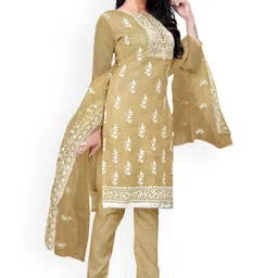 Maroosh Embroidered Thread Work Organza Unstitched Dress Material image 2