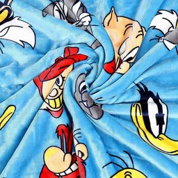 Monte Carlo Turquoise Blue & Blue Cartoon Characters 553 GSM Blanket image 5