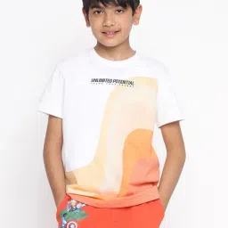 Lil Tomatoes Kids Orange & White Printed T-Shirt-picture-29