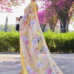 HERE&NOW Floral Printed Pure GeorgetteSaree image 5