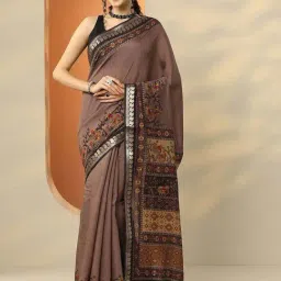 Libas Taupe Printed Saree With Unstitched Blouse-picture-44