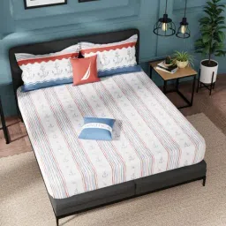 Nautica Fairwater Red & Blue 100% Cotton 160 TC King Bed Size With Pillow Covers-picture-24