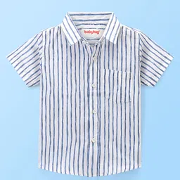 Babyhug 100% Cotton Half Sleeves Striped Shirt - White-picture-34