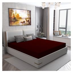 DREAM CARE Water Proof Lycra Stretchable Fitted Mattress Protector 72x72 Inch for Double Bed King Size with Elastic Strap | Water Resistant Ultra Soft Mattress Cover | Hypoallergenic Bed Cover (Maroon)-picture-42