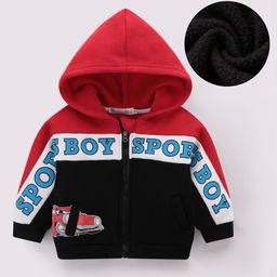 Kookie Kids Full Sleeves Front Open Hooded Sweatjacket with Colour Block Design & Text Print - Multicolour-picture-44