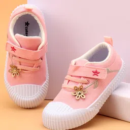 Cute Walk by Babyhug Embroidered Casual Shoes with Velcro Closure Flower Applique - Pink-picture-22