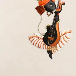 eCraftIndia Handcrafted Iron Musician Lord Ganesha Wall Hanging Playing Veena Musical Instrument Decorative Showpiece image 1