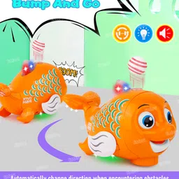 Fiddlerz Musical Fish Toy for Kids with Universal Wheel Bump n Go, Blowing Ball Function, Flashing Light & Sound Toy for Babies Boys Girls (Pack of 1) Multicolor-image-33