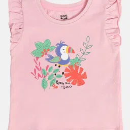 MINI KLUB Cotton Frill Sleeves Bird & Floral Printed Top - Pink-image-63