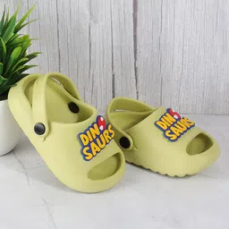SHOES FOR JUNIORS Dinosaur Text Applique Detailed With Sling Back Clogs - Green-picture-12
